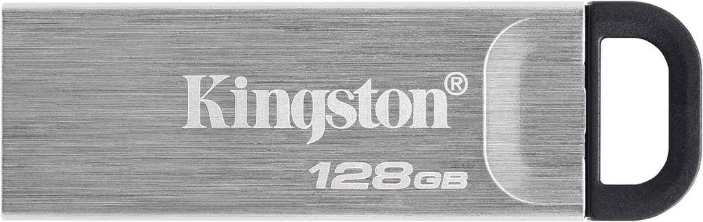 Kingston DataTraveler Kyson USB 3.2 Gen 1 Flash Drive 128GB, up to 200MB/s read & 60MB/s write - Stylish Capless Metal Case
